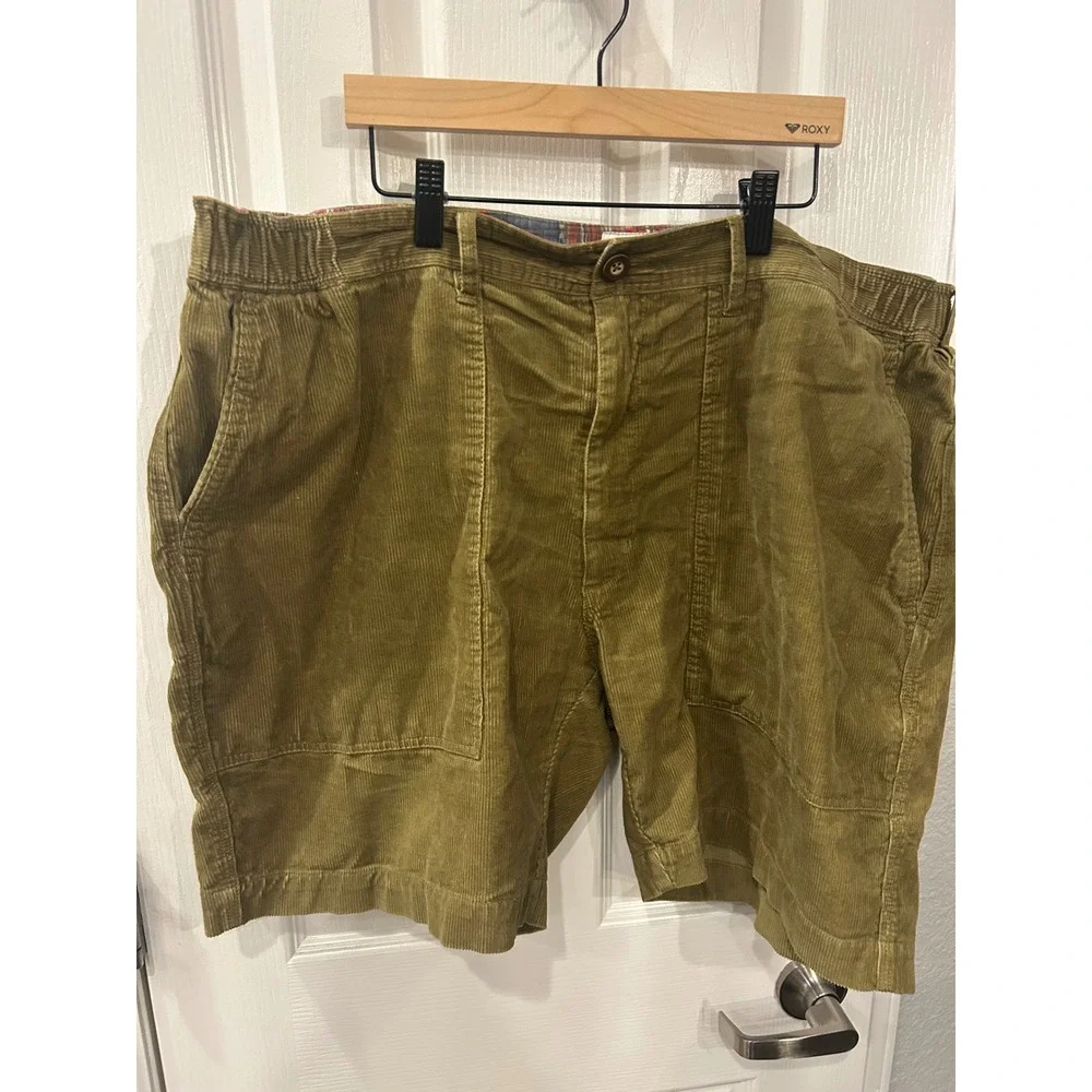 The Territory Ahead Shorts‎ Olive Green Corduroy Elastic Waist XXL Mens Casual